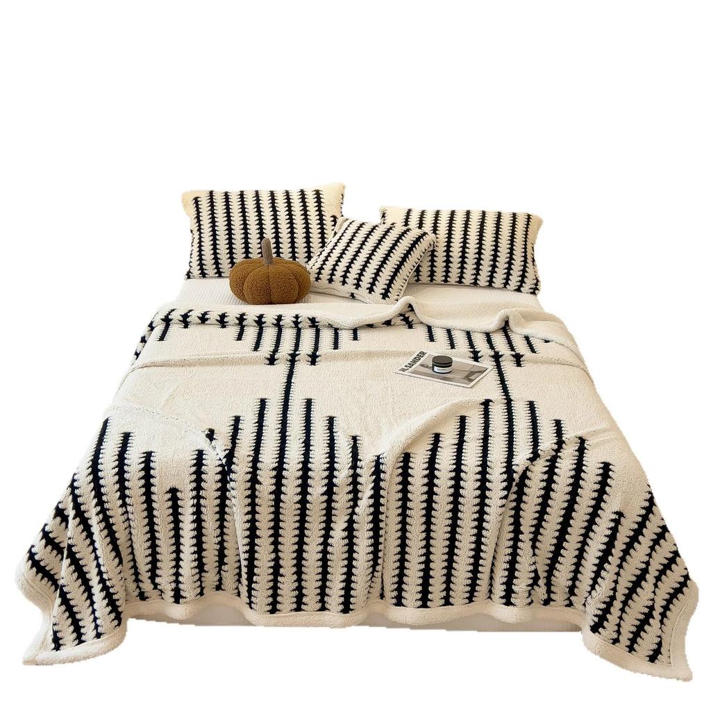 Klasse A Doppellagige Lammwoll-Decke mit Fleece-Futter – Dick, Multifunktional, Warm für Herbst & Winter mit Taft-Fleece-Bezug.