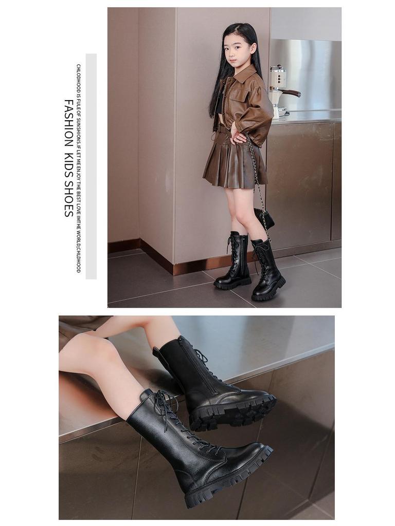 Winter 2025 Girls' Korean & British Style Martin Princess Long Boots