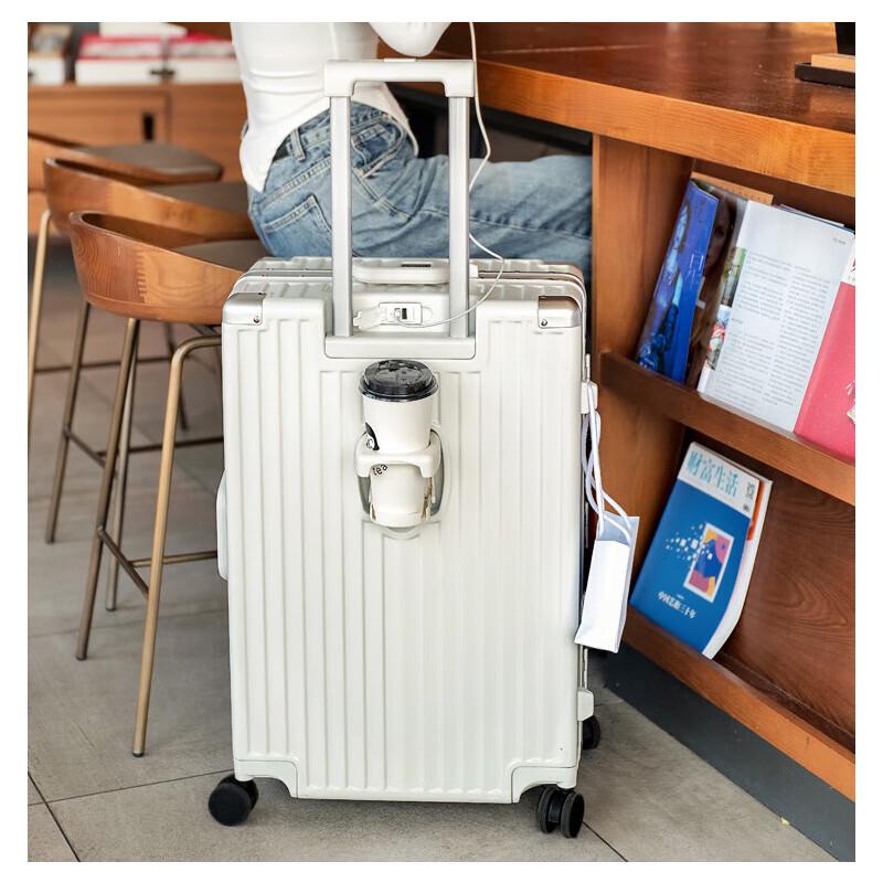 Aluminum Hardshell Luggage with USB and Cup Holder