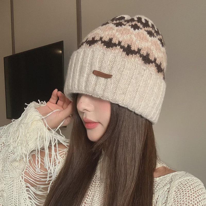 Fair Isle Jacquard Tri-Fold Wool Hat: Fashionable, Warm Ear Protection for Autumn & Winter