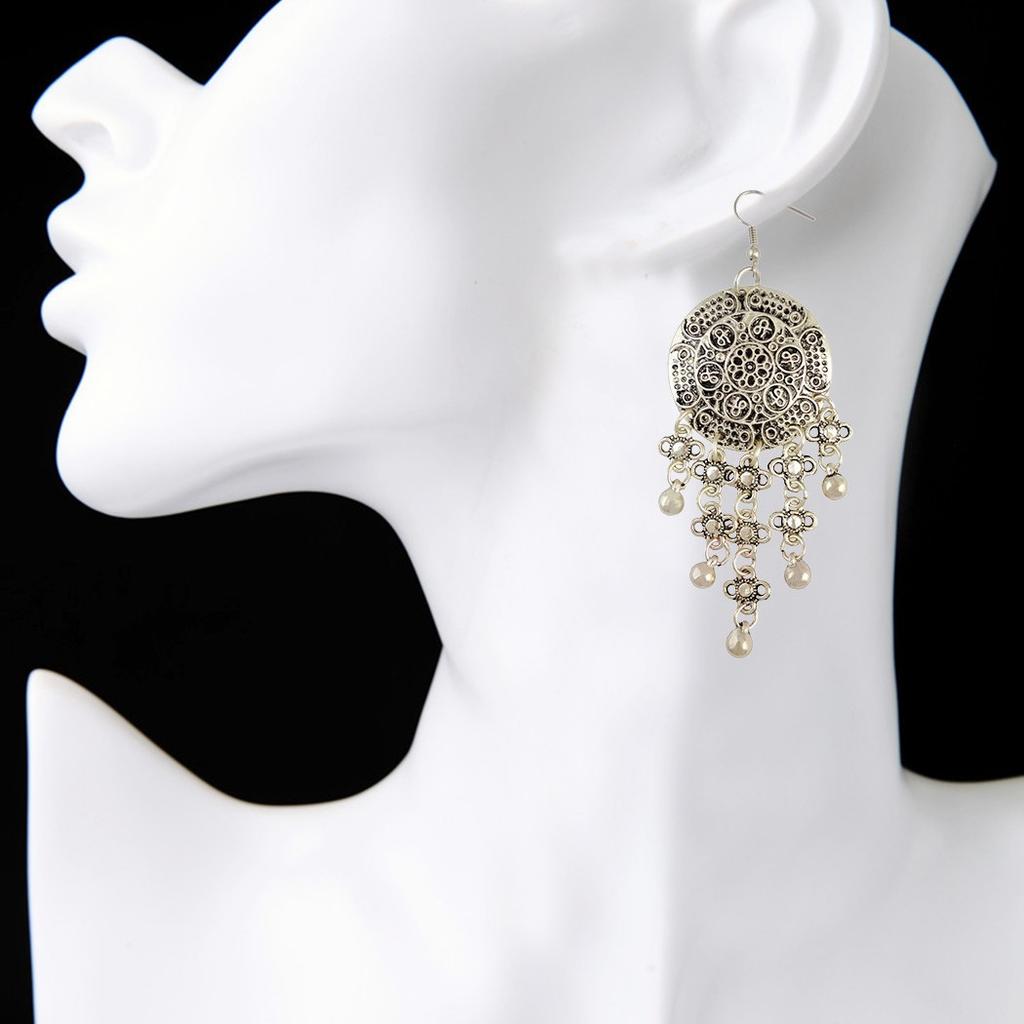 Retro Disc Engraved Multi-layer Alloy Exaggerated Earrings Fringed Manufacturer Spot Bohemian Earrings