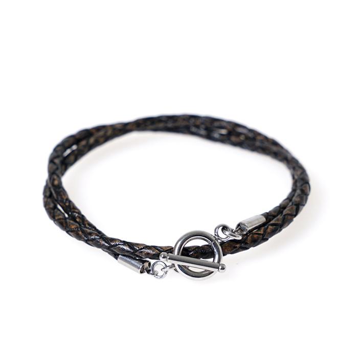 Jbans Classic Ring Bar Layered Slim Leather Bracelet (C1902-Ac480Dgr)