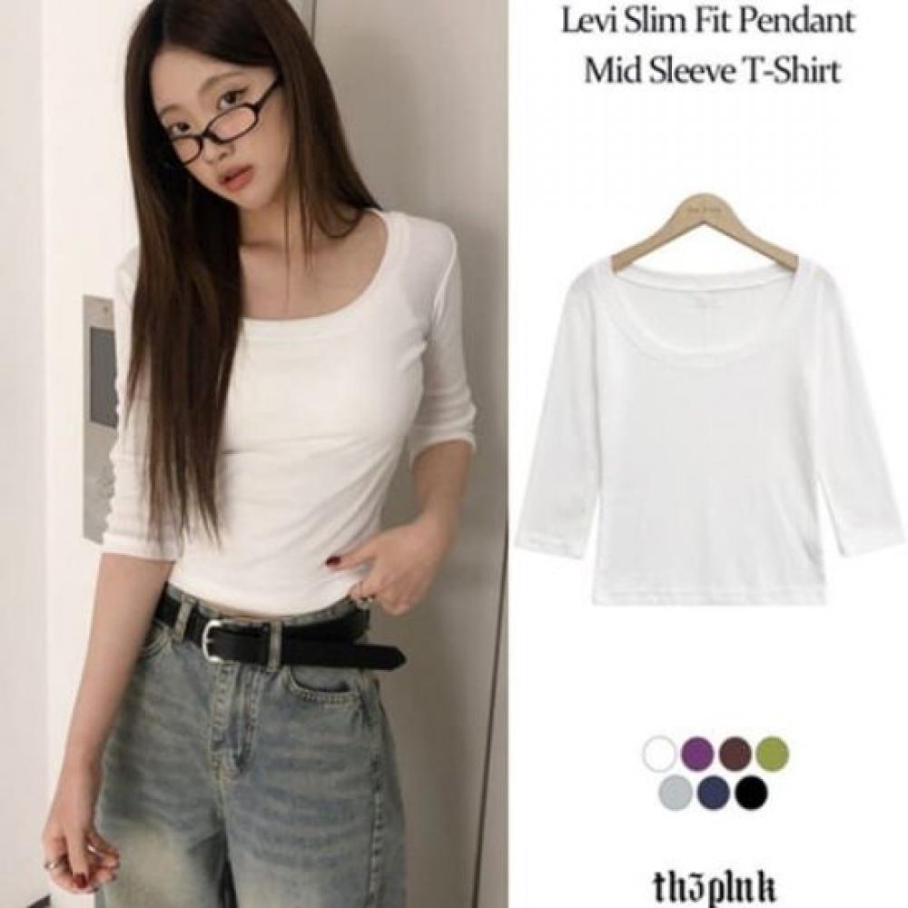 The Pink Women S Levi Slim FiT Back CuT 7 8 Sleeve T ShirT
