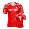 Switzerland Football Jersey V-Neck Swiss Cross Flag Print Quick Dry Soccer Shirt for Women Kids
