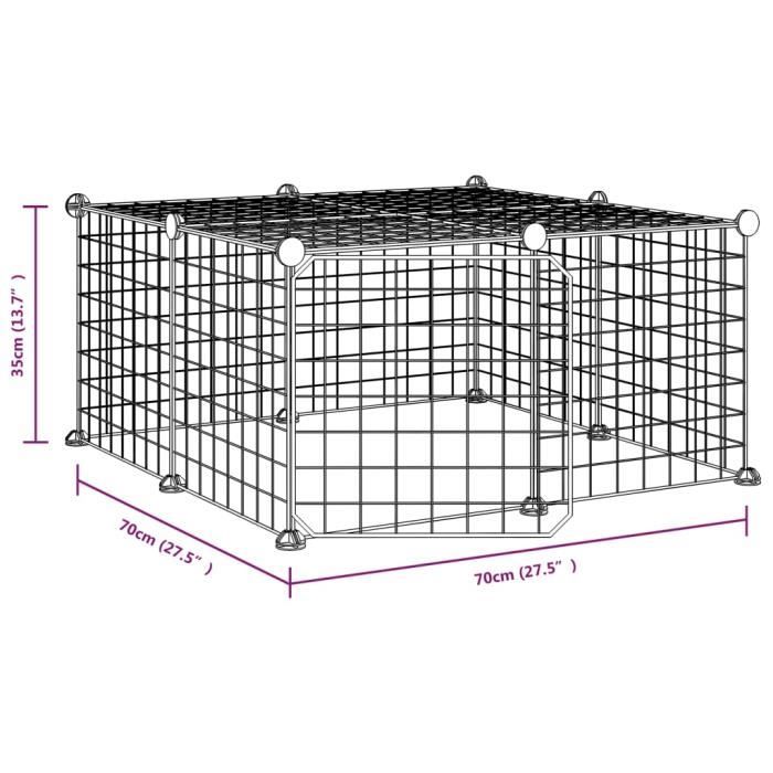 3114051 vidaXL Cage animaux de compagnie à 12 panneaux et porte Noir 35x35 cm