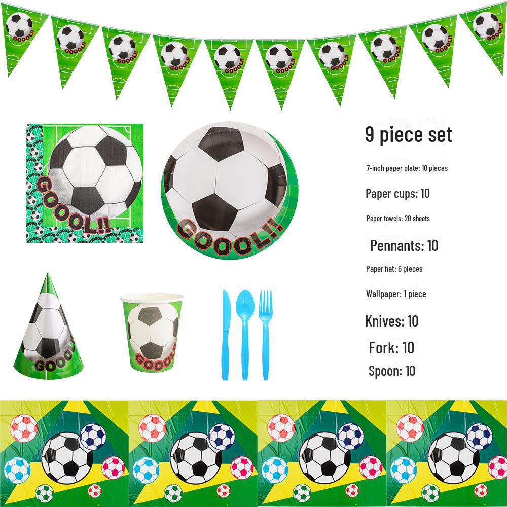 Hot-Selling Cartoon Kids' Birthday Party Football Pattern Set