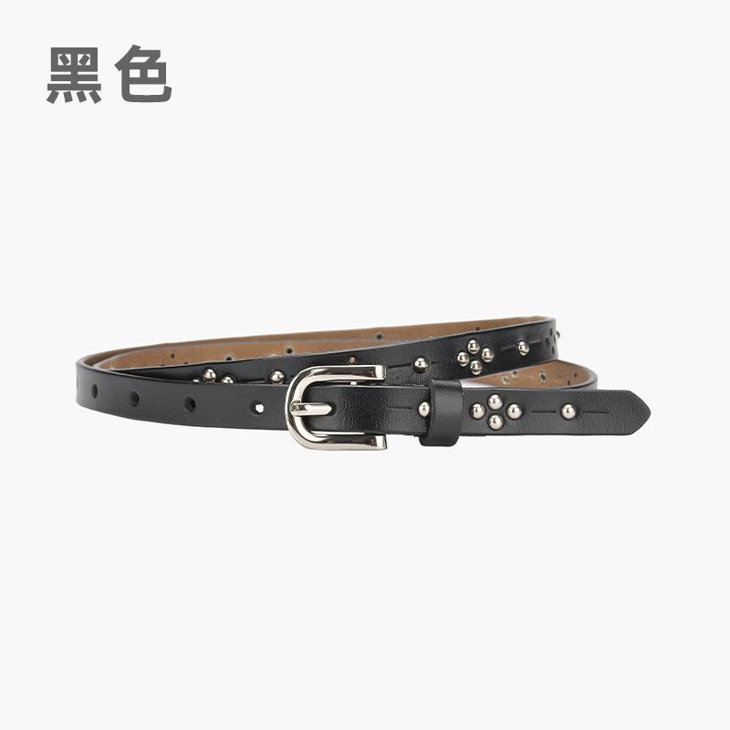 Женский Ремень Джинсовый Ремень Женский, Модный Повседневный Ремень Сквозной, Заклепка Панк Ремень Женский 110*1.4cm