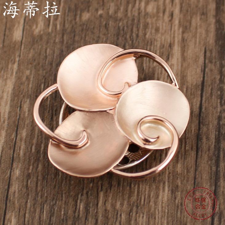 Broșă magnetică nouă, geometrică, emailată, cu floare goală, broșă multifuncțională pentru femei de la banchet