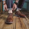 Autumn Men Ankle Boots Vintage Retro Lace Up Leather Motorcycle Western Boots Brown Classics Casual Shoes Male Plus Size 39-48