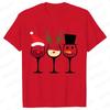 Christmas Wine T Shirts for Women Clothing Funny Cartoon Tshirts Kawaii Fashion Tshirt Tops Harajuku Womens YK Clothing
