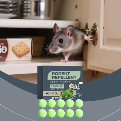 Rodent Repellent Tablets 10 Pieces Natural Mint Scented Non-Toxic Rodent Deterrent for Indoor and Outdoor Use Safe for Pets and Environment