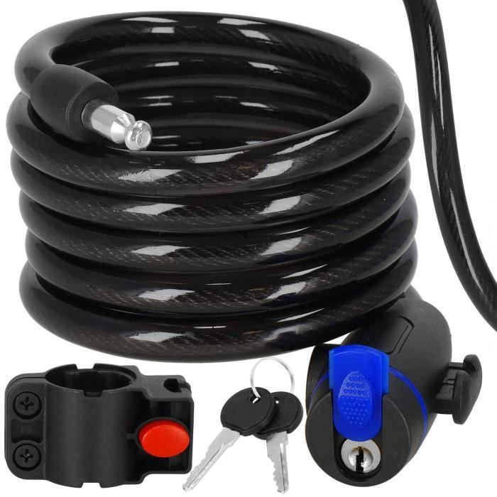 SPRINGOS Spiral Cable Lock for Bicycle - 180 Cm - 2 Keys