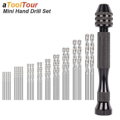 Micro Mini Hand Drill Bits Set Manual Pin Vise Woodworking for Model Resin Jewelry Hole Maker Puncher Craft Tools