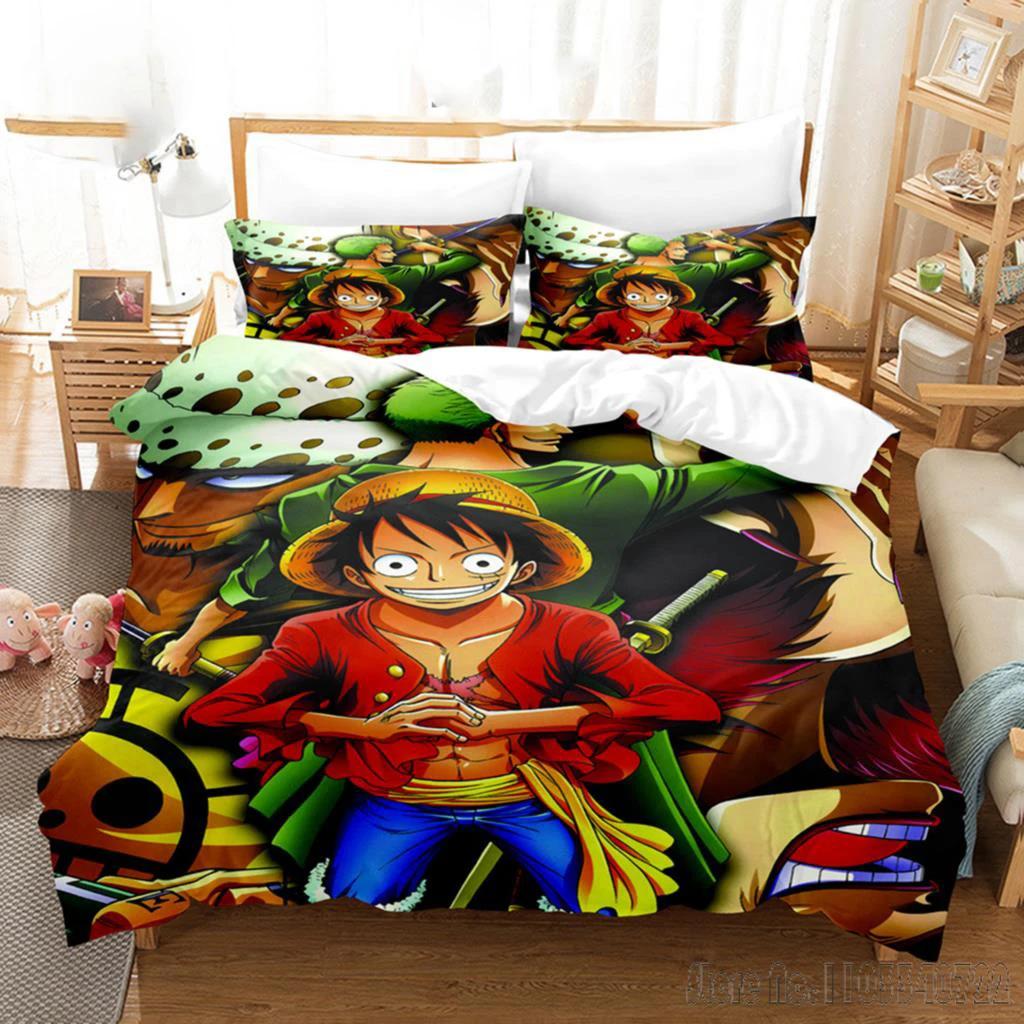 One Piece Anime Bedding Set Juvenile Monkey D.Luffy Odyssey Duvet Cover Set Design Bedding Set King Size Bed Comforters