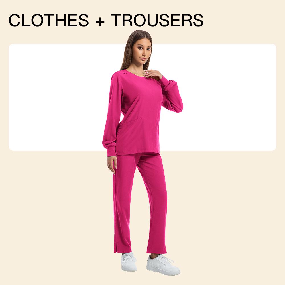 Women's Long Sleeve Stretch Scrub Set - Washable Nurse or Doctor Uniform