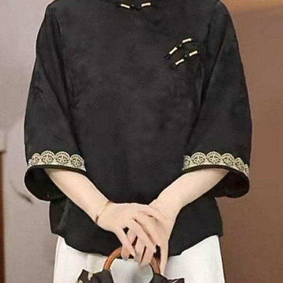 2026 Summer Chinese-Style Elegant Shirt for Middle-Aged & Elderly Women