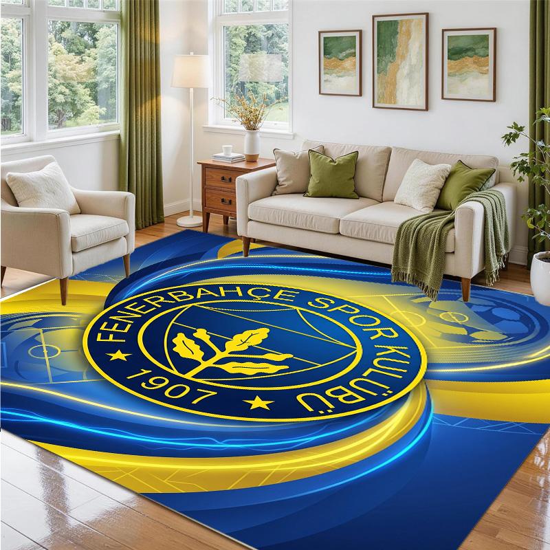 Fenerbahçe FC Design Crystal Velvet Rug Soft Decorative Mat for Bedroom Entrance
