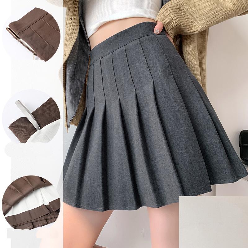 

Осенне-зимняя женская плиссированная юбка, утолщенная твидовая юбка с высокой талией, тонкая тонкая юбка длиной до половины тела XXL светло-серый