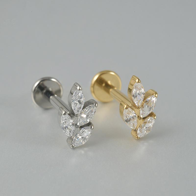 Korean-European F136 Titanium Zircon Pendant Lip and Ear Bone Stud Earrings, G23 Titanium Cool Style.