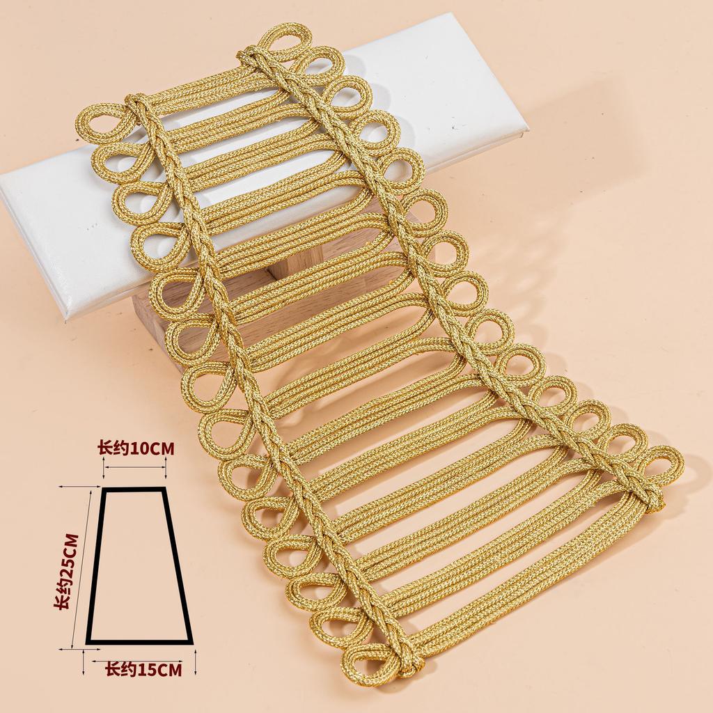 1pcs Chinese Knot Buttons, Gold Wire, Trapezoidal Buttons, Military Uniforms, Dresses, Dance Clothes, Decorative Buckles