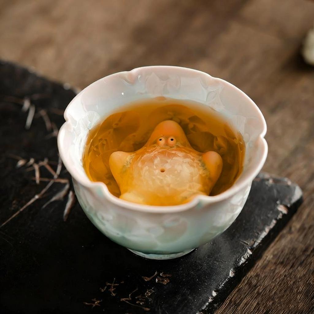 1 Pieza Accesorios para Juego de Té Arcilla Púrpura Barro Rojo Pez Burbuja Mascota de Té Se Puede Criar Peces Pequeños Que Escupen Burbujas Adornos de Mesa de Té