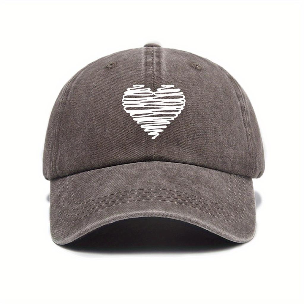 Retro Baseballkappe für Männer und Frauen, weißer Herzaufdruck, lässiger urbaner Stil, Must-Have für Frühling und Sommer