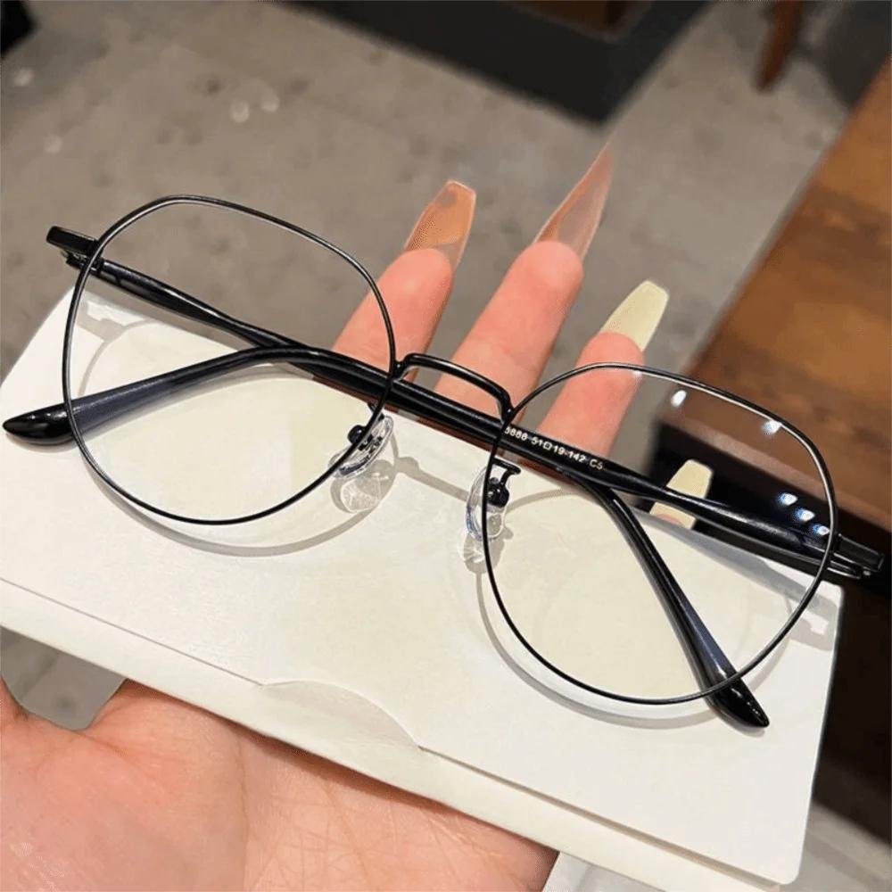 

Flat Mirror Blue Light Blocking Glasses Literary Plain Face Blue Light Blocking Eyeglass Frames Lightweight Round Face