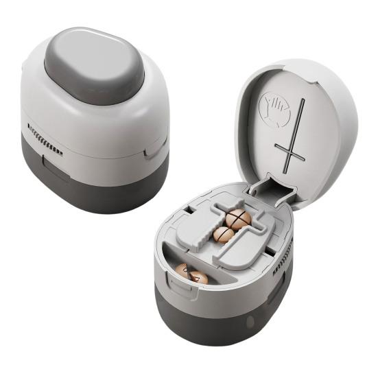 2-in-1 Pill Cutter Adjustable 1/2 1/4 Pill Splitter with Sharp Blade Storage Compartment Portable Safe Tablet Cutter for Tiny Small And Large Pills