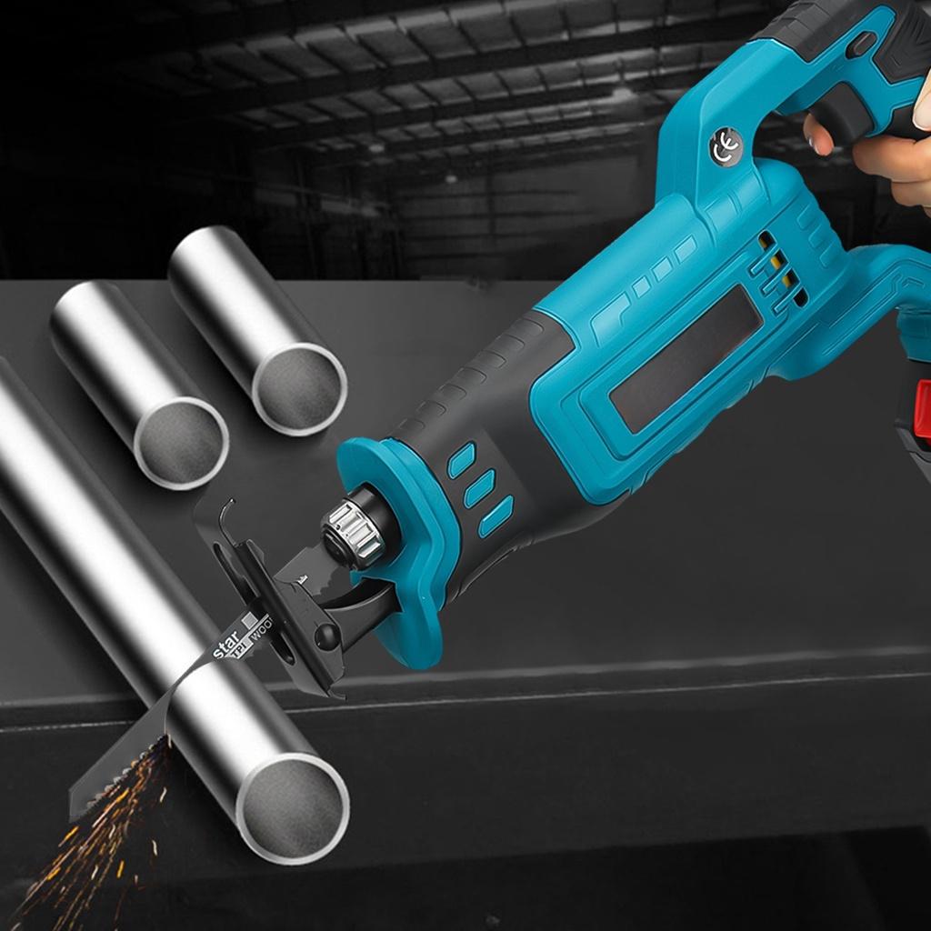 21V Saber Saw with 4PCS Blades Li-ion Battery Metal Pipe Wood Cutting Tool New Cordless Brushless Reciprocating Saw