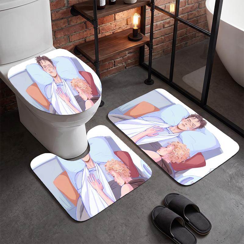 Heated Rivalry (14)Flannel Toilet 3 Piece Set Soft Bathroom Rug Non-Slip Toilet Seat Cover Bathroom Home Decor