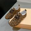 Cross Mirror Leopard Print Lace-up Flat Bottom Women's Autumn and Winter New Large Size Velvet Casual Shoes Women