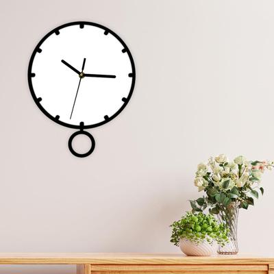 Wall Clock with Pendulum Decorative Acrylic Stylish Silent Ornament for Dining Room Kids
