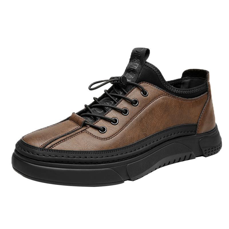 Men's Shoes 2025 Spring New Men's Leather Shoes Outdoor Travel Shoes Korean Version Soft Baseplate Shoes Retro Leather Casual Shoes