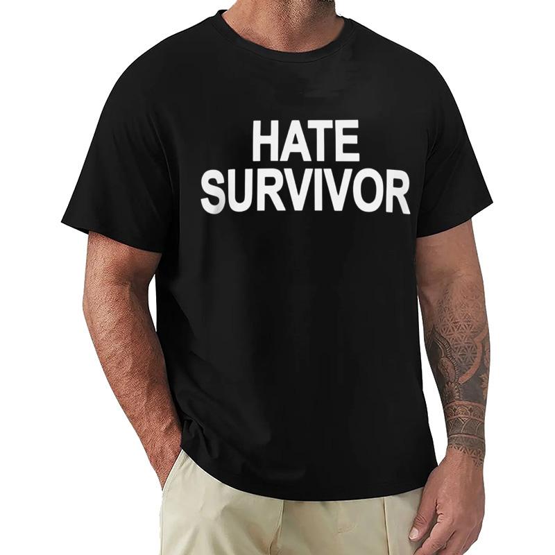 Hate Survivor T Shirt Music Video Fans Gift Y2k Streetwears Oneck Cotton Tshirts For Unisex Unisex EU Size
