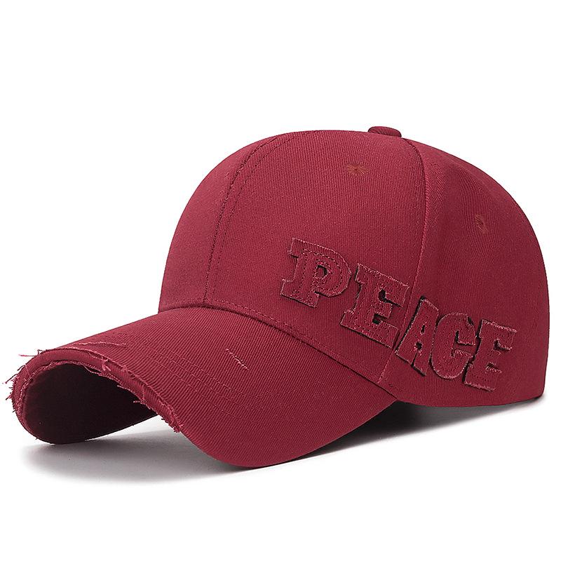 Korean Style Ripped Edge Baseball Cap with Patch Letters - Versatile Duckbill Hat for Women