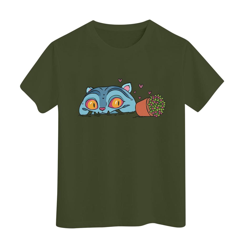 Boys Girls Round Neck Casual Printed Short-sleeved T-shirt Top