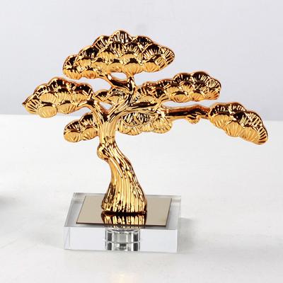 Adornos de pino de bienvenida de estilo chino para vestíbulo de hotel, entrada, pasillo, mesa, artesanías, esculturas de pino de metal, decoraciones suaves.