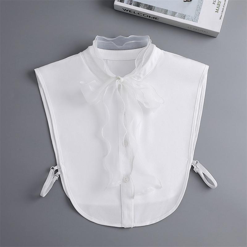 White Ribbon Fake Collar Decoration Lace Shirt Collar Detachable For Women Blouse Neckline Sweater Collar Shoulder Warp Collar