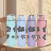 1PC Grey Flower Star Set 750ml Color Plastic Sports Water Bottle Leakproof Flip Straw Lid Suitable for Sports Office Home Use