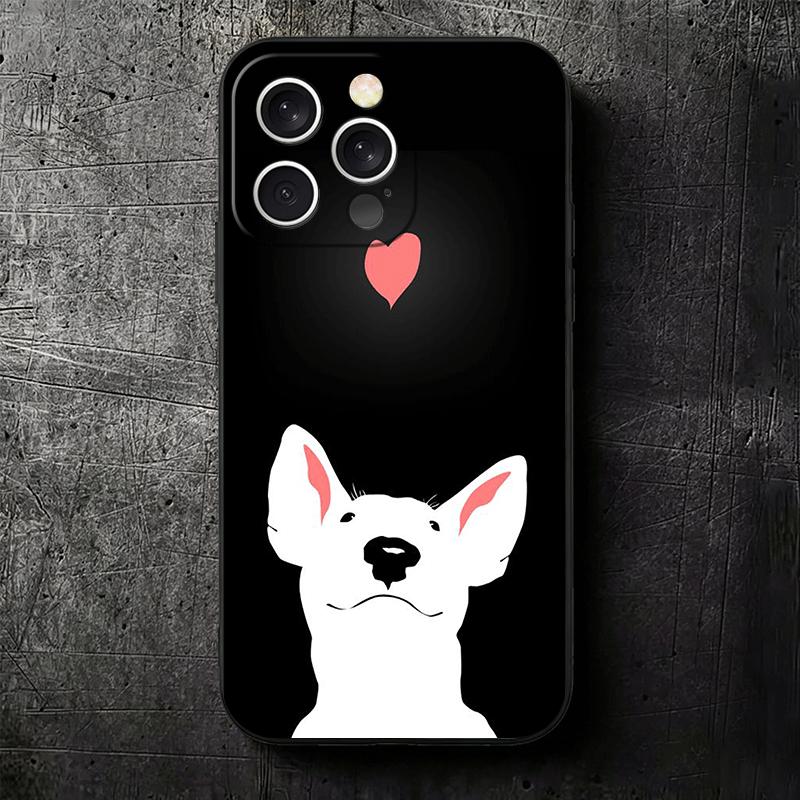 Bull Terrier Dog Cute Puppies Soft Phone Case for iPhone 16 16E 17 Air 15 Pro Max 14 Plus 13 Mini 11 12 7 Black Cover Back Shell