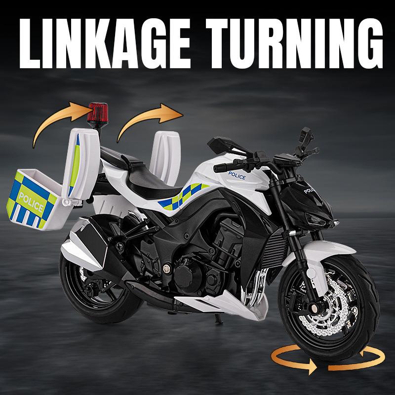 1:12 Z1000 Police Alloy Die Cast Motorcycle Model Vehicle Collection Sound and Light Off Road Autocycle Toys Car