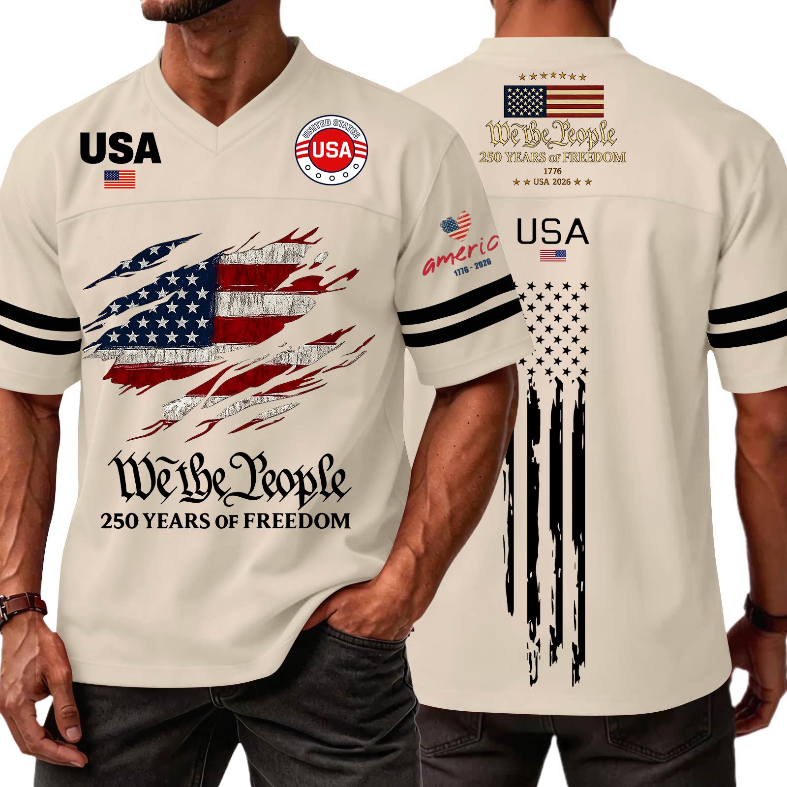 

Мужская повседневная модная спортивная футболка с V-образным вырезом, коротким рукавом и принтом ко Дню независимости, топ XXL хаки