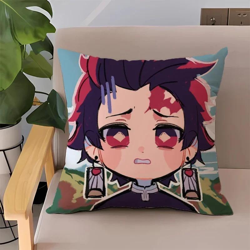 Pillowcase 45x45 Pillow Cases for Bed Anime Demon Slayer Children's Cushion Cover Double-sided Printing Couch Pillows Home Decor