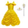 Princess Dress for Luxury Accessory Costume [MISOAMISO] Kids, Set, Halloween, Christmas, Birthday, Present, (Yellow 2, 110)