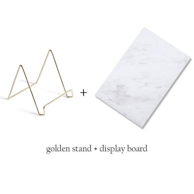 Nail Art Display Board with Gold Stands Holder Marble Pattern Background Photography Props Showcase Tools