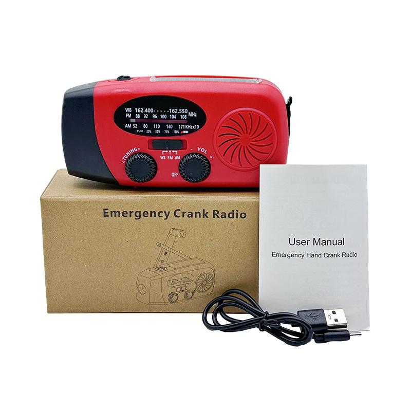Portable Solar Hand-Crank Emergency Radio with Power Bank and Flashlight