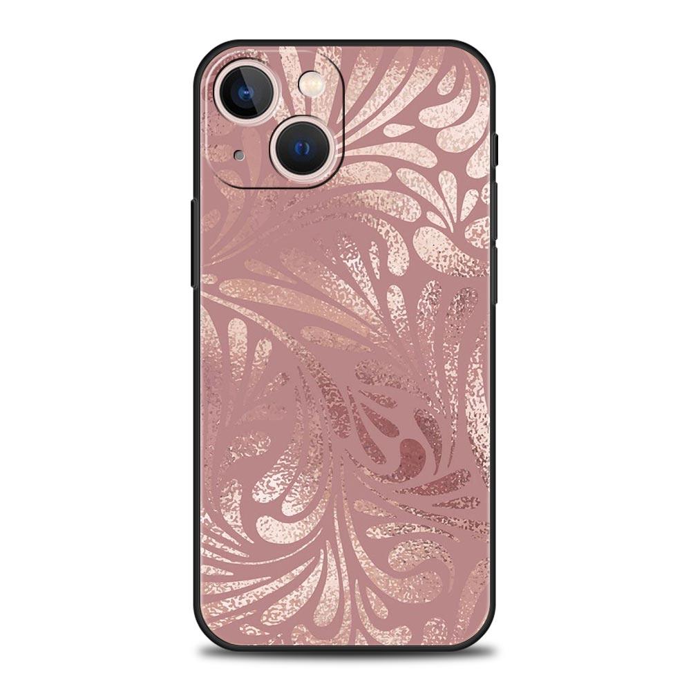 Phone Case For iPhone 16 15 14 13 12 11 Pro Max XS X XR SE 7 8 Plus Shell Beautiful Rose Gold Art iPhone 16e Soft TPU Cover