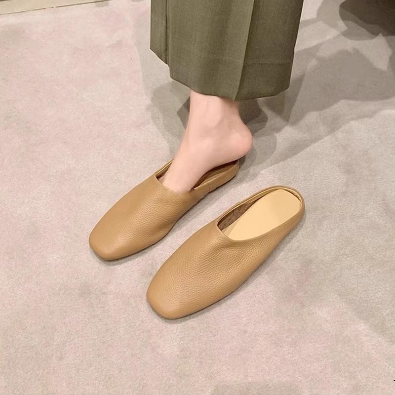 Ovčí kůže hroznová matka líný bi připravený měkký voskový dobře nositelný taška hlava pantofle dámské letní nosit šlapací muller poloviční pantofle