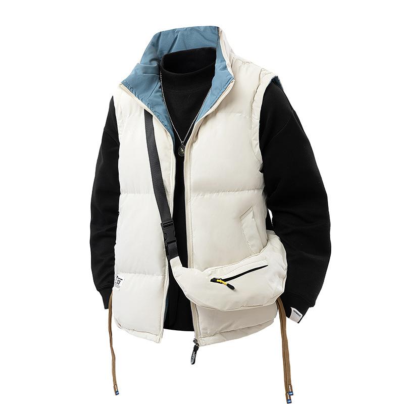 Autumn and Winter Down Cotton Vest for Boys In Winter Vest Warm Shoulders for Couples Wearing Double-sided Horse Clip Jacket