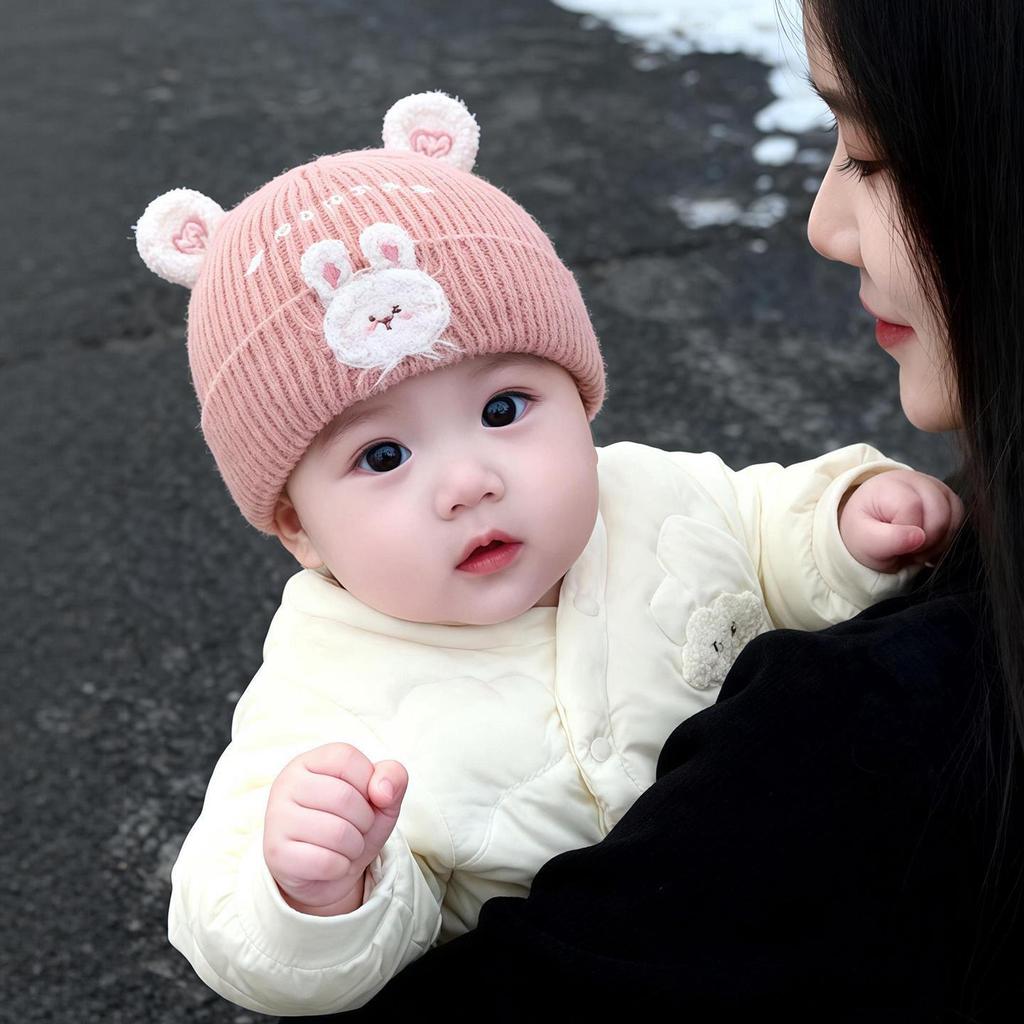 Warm Knit Baby Beanie - Cute, Windproof, Wool Hat for Infant Girls (Autumn & Winter)